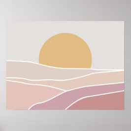 Roze en minimalistische zonnemuurkunst poster