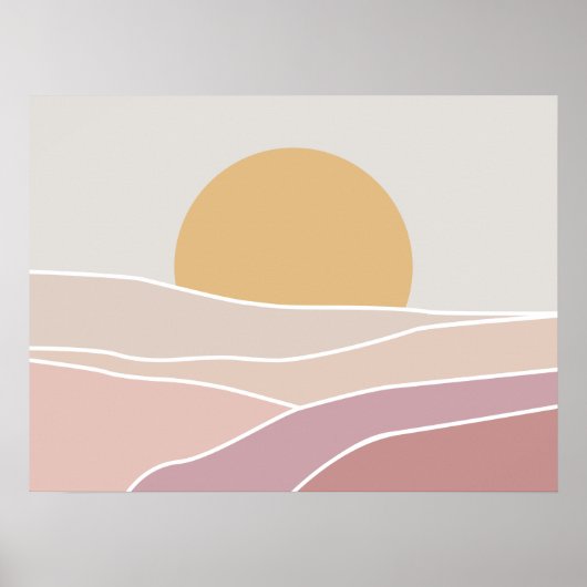 Roze en minimalistische zonnemuurkunst poster (Voorkant)