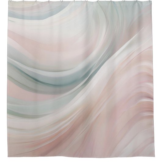 Roze en Mint Abstracte Kustwervelprint Douchegordijn (Voorkant)