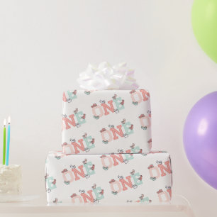 Roze en Mint Baby Eucks Eén foto-meisje van 1 sep Cadeaupapier