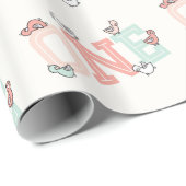 Roze en Mint Baby Eucks Eén foto-meisje van 1 sept Cadeaupapier (Rol Hoek)