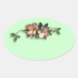 Roze en Mint Bloemen Achtergrond Stickers