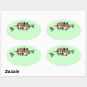 Roze en Mint Bloemen Achtergrond Stickers (Vel)