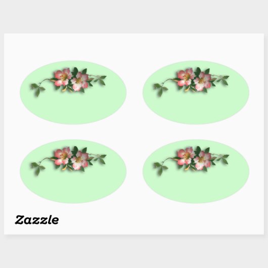 Roze en Mint Bloemen Achtergrond Stickers (Vel)