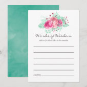 Roze en Mint Bloemen Bruidsadvies Advieskaart (Voorkant / Achterkant)