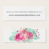 Roze en Mint Bloemen Bruiloft RSVP Mini Visitekaartjes (Voorkant /achterkant)