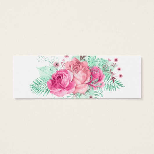 Roze en Mint Bloemen Bruiloft RSVP Mini Visitekaartjes (Achterkant)