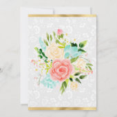 Roze en Mint Bloemen Goud Verjaardag Bedankkaart (Achterkant)