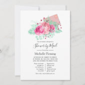 Roze en Mint Bloemige Baby- of Bruidsdouche per Po Kaart (Voorkant)