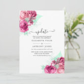 Roze en Mint Bloemige Trouwupdate Kaart (Staand voorkant)
