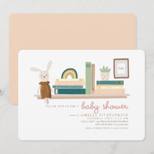 Roze en Mint Boeken voor Baby shower Kaart