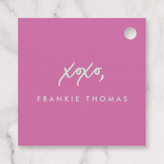 Roze en Mint Cutie XOXO Valentijn Gift Labels (Achterkant)