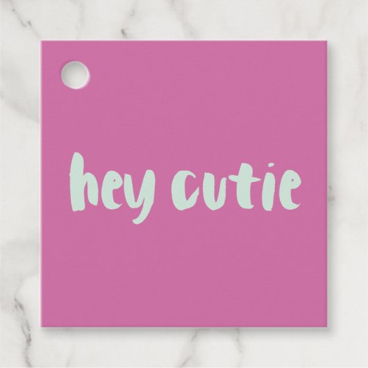 Roze en Mint Cutie XOXO Valentijn Gift Labels (Voorkant)