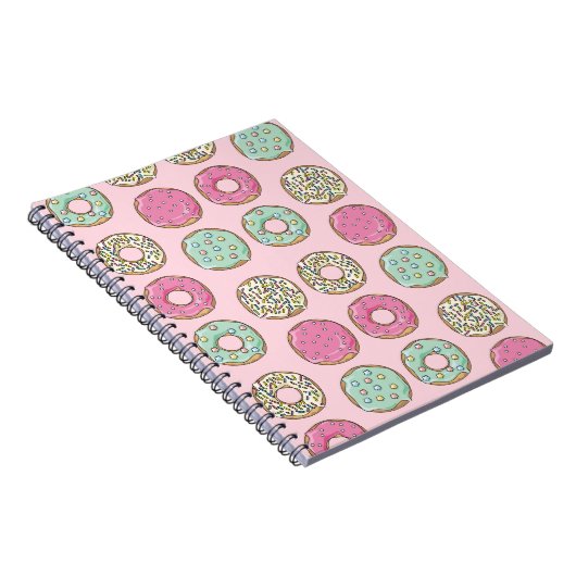 Roze en Mint Doughnut Print Notebook Notitieboek (Rechterzijde)