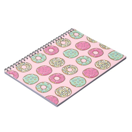 Roze en Mint Doughnut Print Notebook Notitieboek (Linkerzijde)