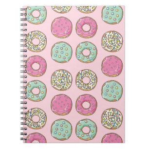 Roze en Mint Doughnut Print Notebook Notitieboek