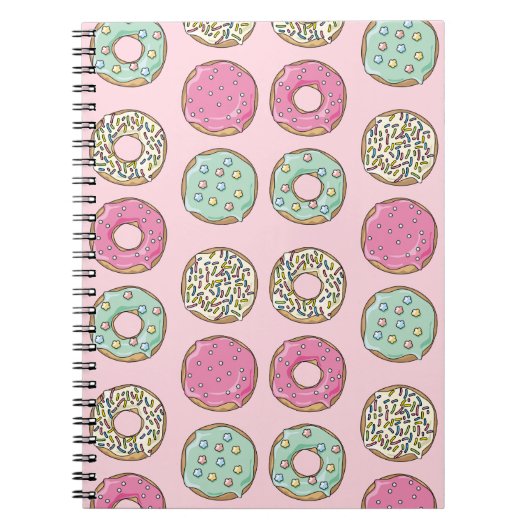 Roze en Mint Doughnut Print Notebook Notitieboek (Voorkant)