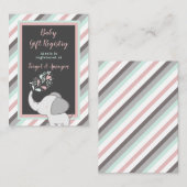 Roze en Mint Elephant Baby shower Cadeauregister Informatiekaartje (Voorkant / Achterkant)