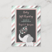 Roze en Mint Elephant Baby shower Cadeauregister Informatiekaartje (Voorkant)