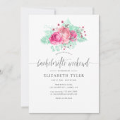 Roze en Mint Floral Bachelorette Weekend Invite Kaart (Voorkant)