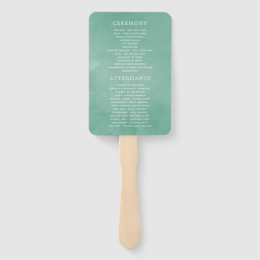 Roze en Mint Floral bruiloft programma Handwaaier (Achterkant)