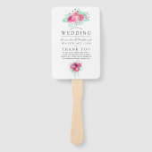 Roze en Mint Floral bruiloft programma Handwaaier (Voorkant)