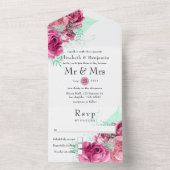 Roze en Mint Floral die alle in één uitnodiging (Binnen)