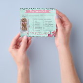 Roze en Mint Floral Dog Grooming Report Kaart (Hand)