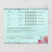 Roze en Mint Floral Dog Grooming Report Kaart (Achterkant)