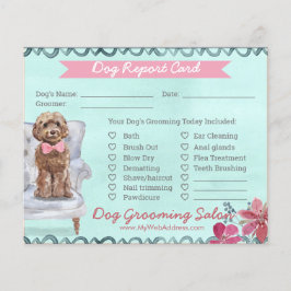 Roze en Mint Floral Dog Grooming Report Kaart