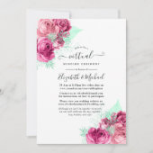 Roze en Mint Floral online virtueel huwelijk Kaart (Voorkant)