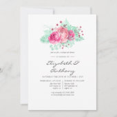 Roze en Mint-Floral repetitief diner Kaart (Voorkant)