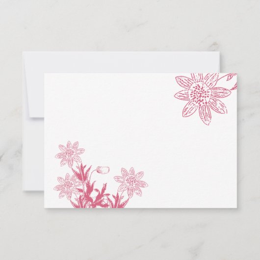 Roze en Mint Gerber Daisy Wedding Invites Kaart (Achterkant)