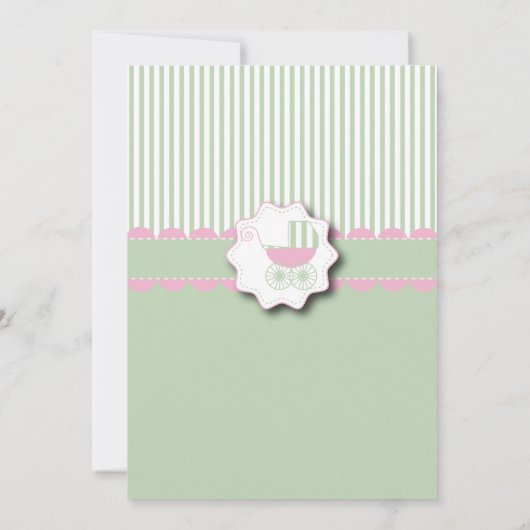 Roze en Mint Green Baby Buggy Shower Kaart (Achterkant)
