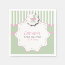 Roze en Mint Green Baby Buggy Shower