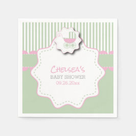Roze en Mint Green Baby Buggy Shower Servet
