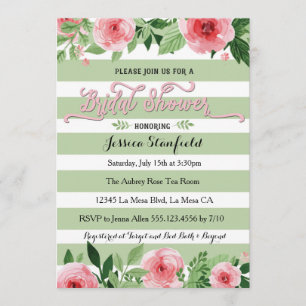Roze en Mint Green Bridal Shower-uitnodiging Kaart