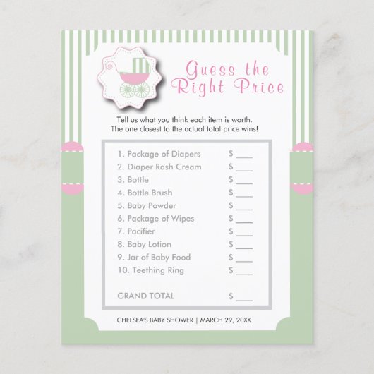 Roze en Mint Green Buggy - Prijs Flyer (Voorkant)