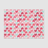 Roze en Mint Green Hearts Patroonpapier Tissuepapier (Voorkant)