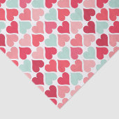 Roze en Mint Green Hearts Patroonpapier Tissuepapier (Detail)