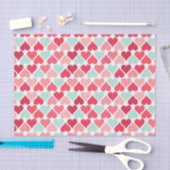 Roze en Mint Green Hearts Patroonpapier Tissuepapier (Craft)