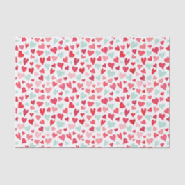 Roze en Mint Green Hearts Patroonpapier Tissuepapier