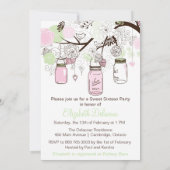 Roze en Mint Green Mason Jars Birthday Invitation Kaart (Achterkant)
