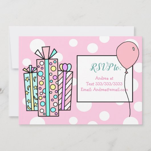 Roze en Mint Green Whimsical Cake Girl's Birthday Kaart (Achterkant)