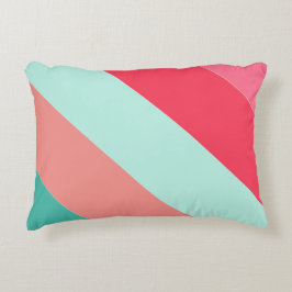 Roze en mint groen gestreept kleurenblok accent kussen