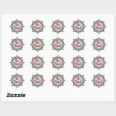 Roze en mint-groen ronde sticker (Vel)