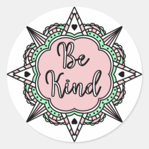 Roze en mint-groen ronde sticker