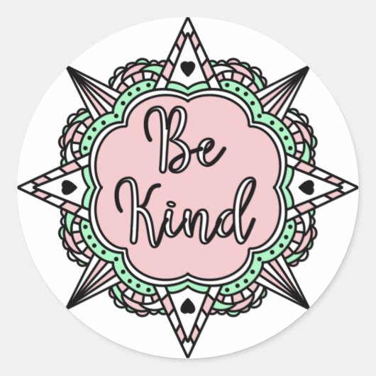 Roze en mint-groen ronde sticker (Voorkant)