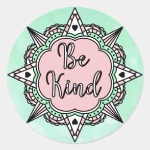 Roze en mint-groen ronde sticker