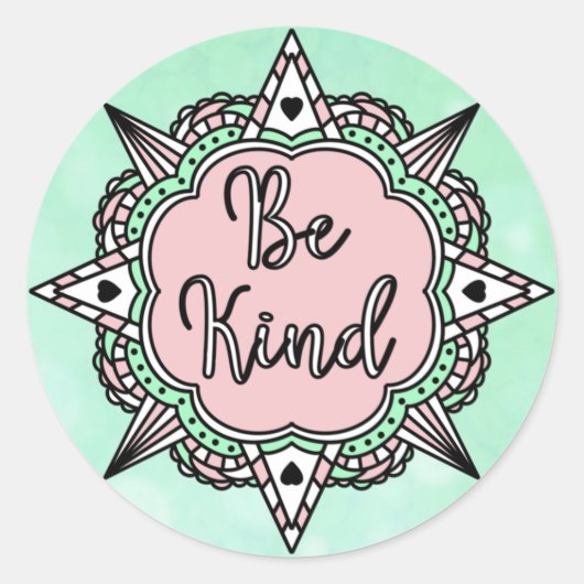 Roze en mint-groen ronde sticker (Voorkant)